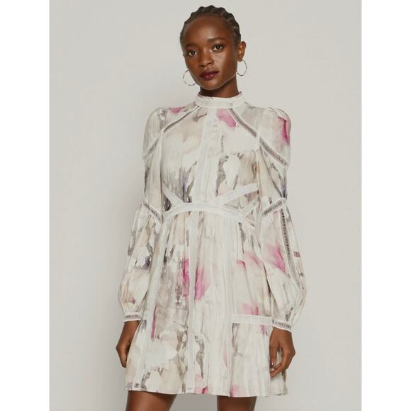 Ted Baker London Dress 4 6 Semi Formal Mini Small Linen Long Sleeve Fleurz $450 - Picture 5 of 17